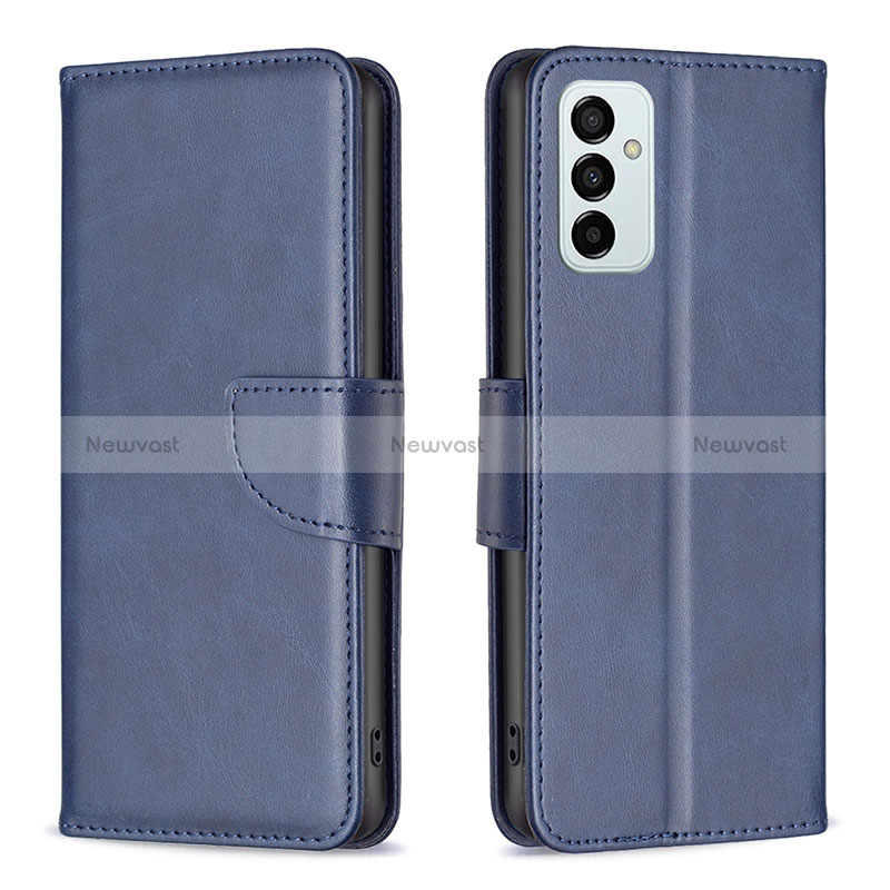 Leather Case Stands Flip Cover Holder B04F for Samsung Galaxy M23 5G Blue