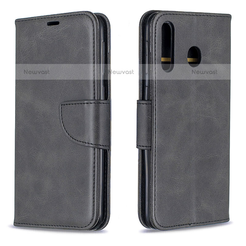 Leather Case Stands Flip Cover Holder B04F for Samsung Galaxy M30 Black