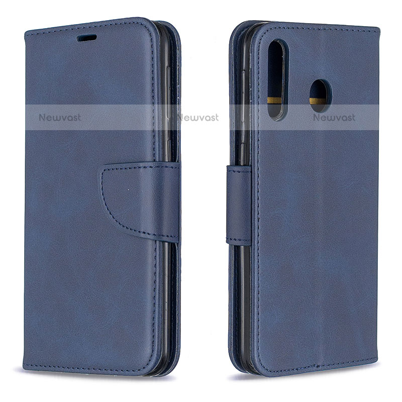 Leather Case Stands Flip Cover Holder B04F for Samsung Galaxy M30 Blue