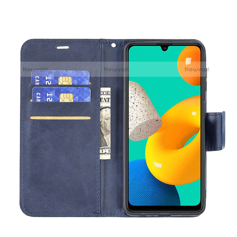 Leather Case Stands Flip Cover Holder B04F for Samsung Galaxy M32 4G