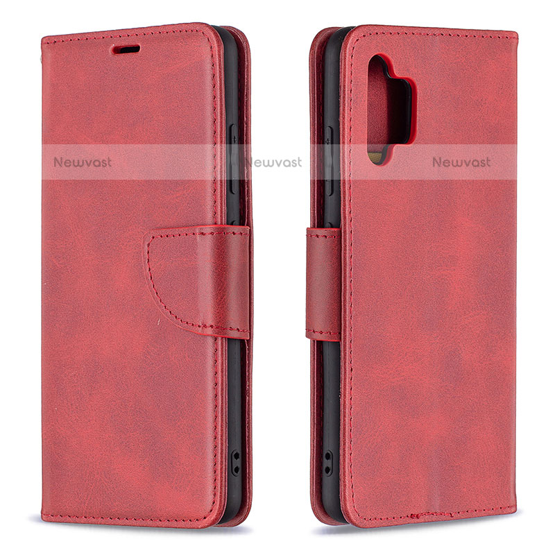 Leather Case Stands Flip Cover Holder B04F for Samsung Galaxy M32 5G Red