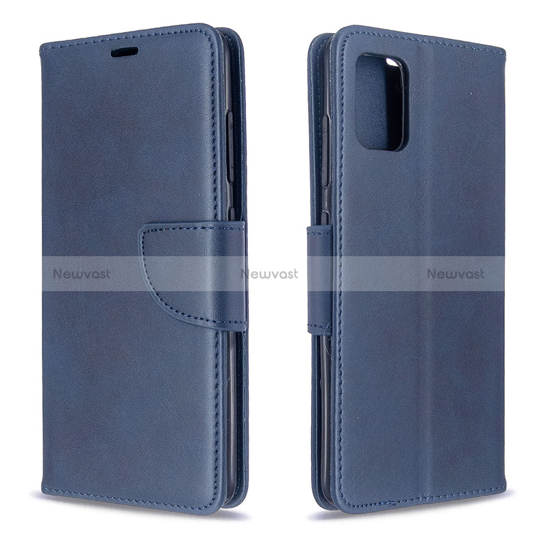 Leather Case Stands Flip Cover Holder B04F for Samsung Galaxy M40S Blue