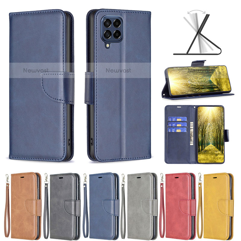 Leather Case Stands Flip Cover Holder B04F for Samsung Galaxy M53 5G