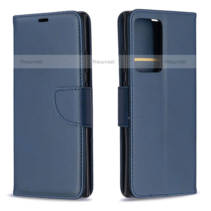 Leather Case Stands Flip Cover Holder B04F for Samsung Galaxy Note 20 Ultra 5G Blue