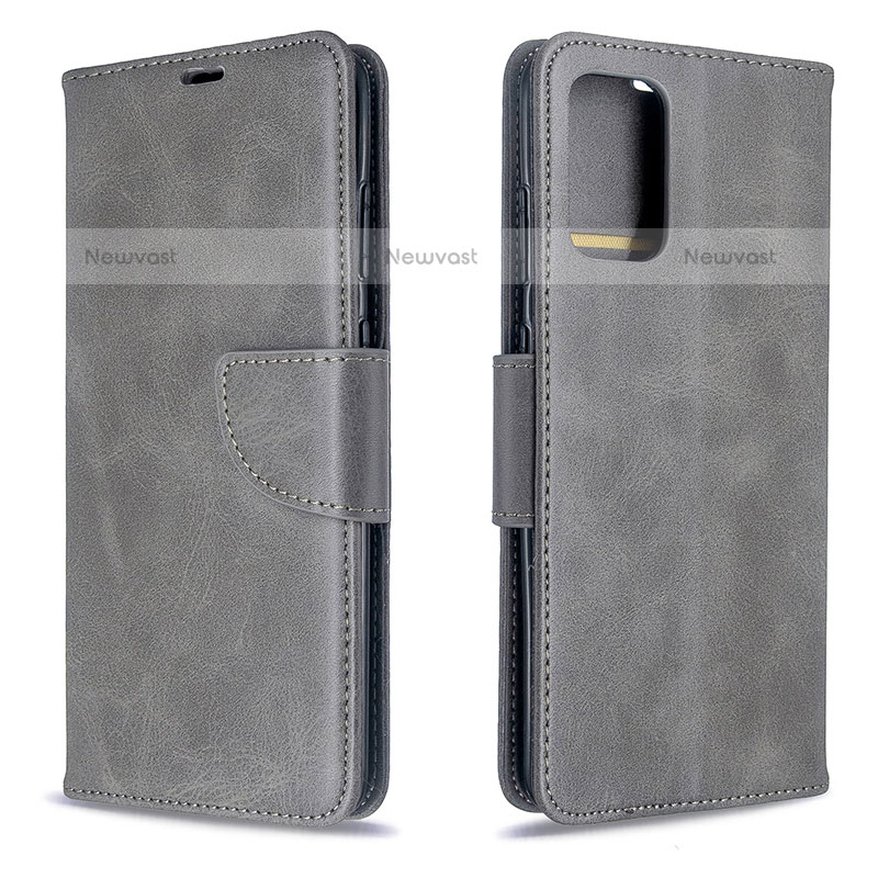 Leather Case Stands Flip Cover Holder B04F for Samsung Galaxy S20 5G Gray