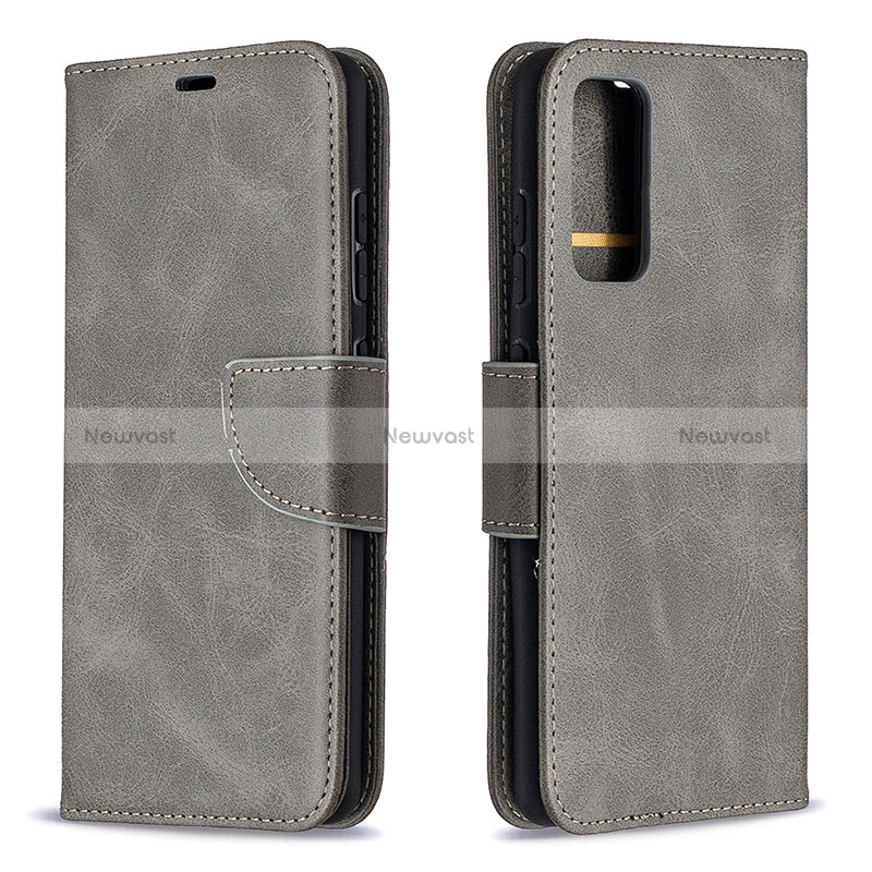 Leather Case Stands Flip Cover Holder B04F for Samsung Galaxy S20 FE 5G Gray