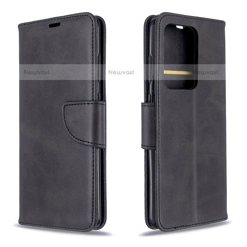 Leather Case Stands Flip Cover Holder B04F for Samsung Galaxy S20 Plus 5G Black