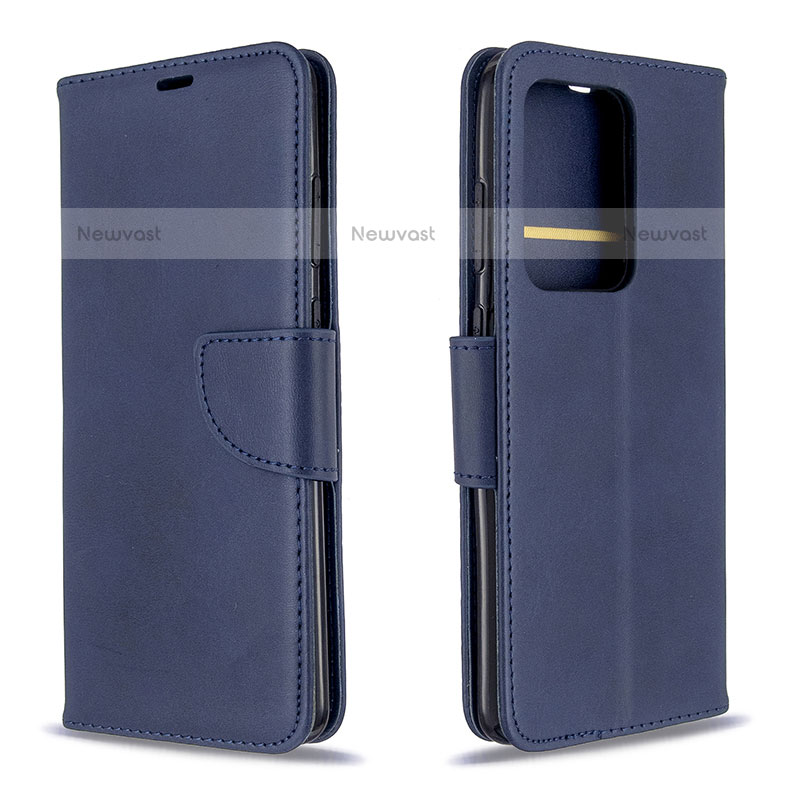 Leather Case Stands Flip Cover Holder B04F for Samsung Galaxy S20 Plus 5G Blue