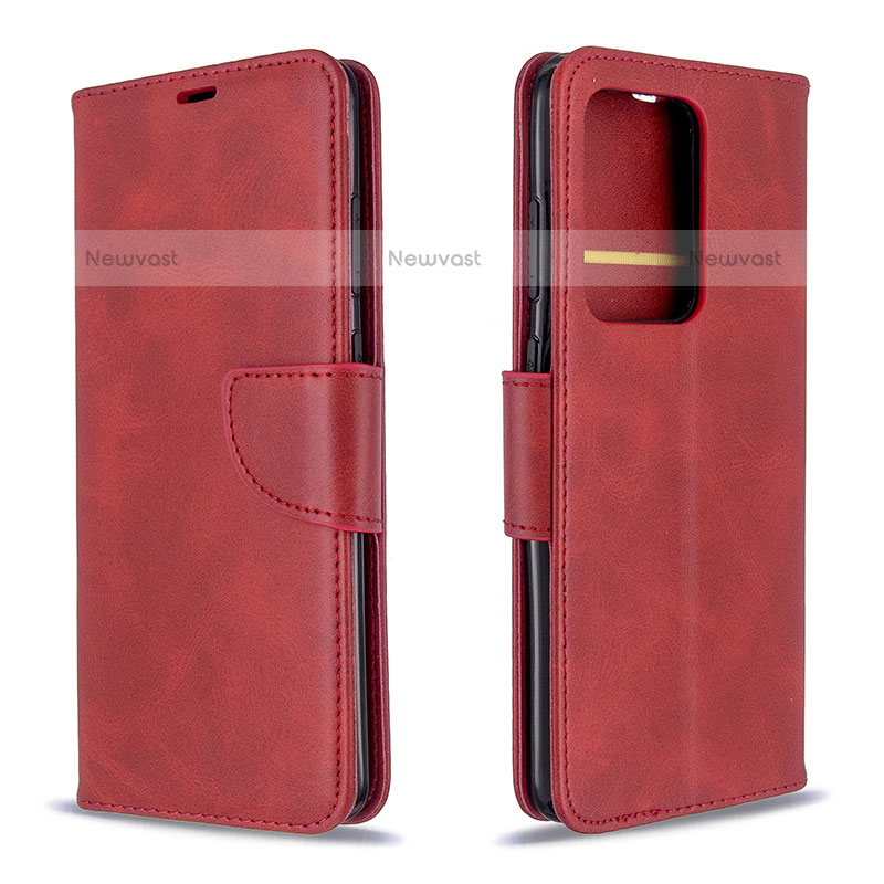 Leather Case Stands Flip Cover Holder B04F for Samsung Galaxy S20 Plus 5G Red