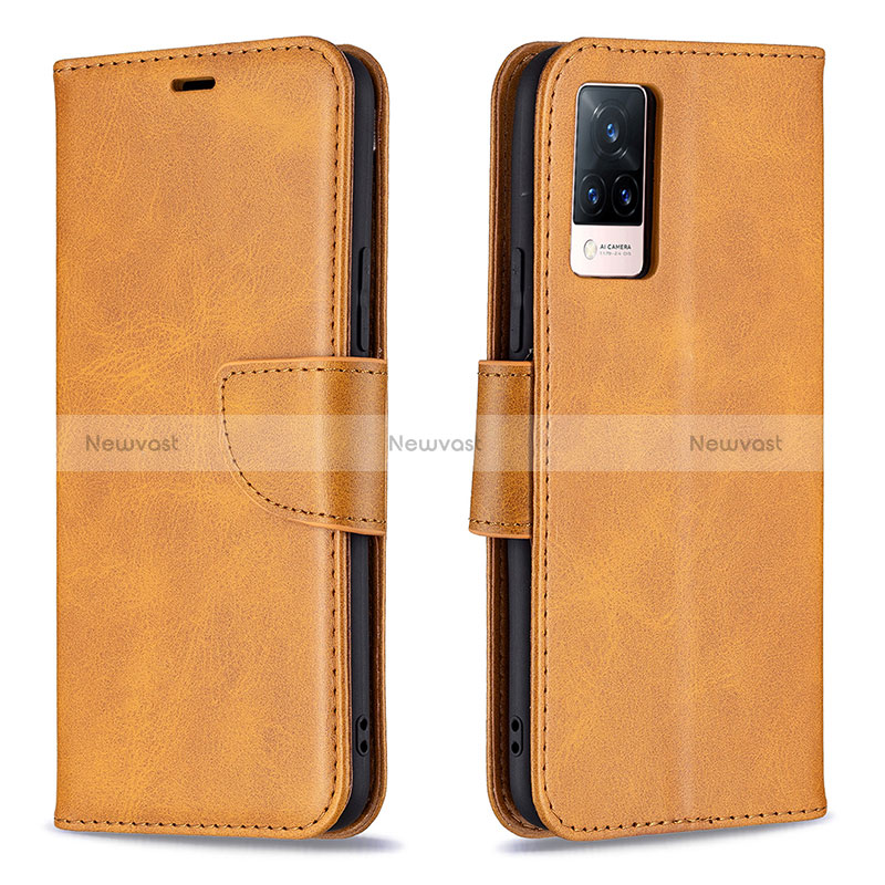 Leather Case Stands Flip Cover Holder B04F for Vivo V21 5G