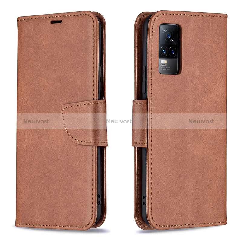 Leather Case Stands Flip Cover Holder B04F for Vivo V21e 4G