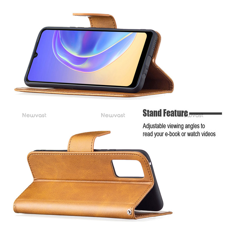 Leather Case Stands Flip Cover Holder B04F for Vivo V21e 4G