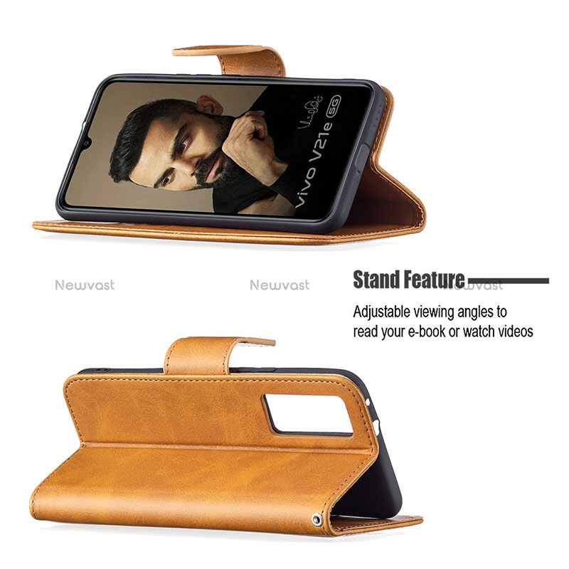 Leather Case Stands Flip Cover Holder B04F for Vivo V21e 5G