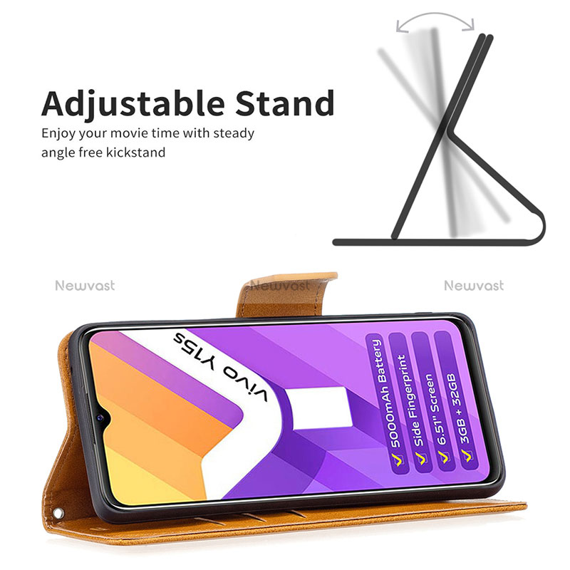 Leather Case Stands Flip Cover Holder B04F for Vivo Y01