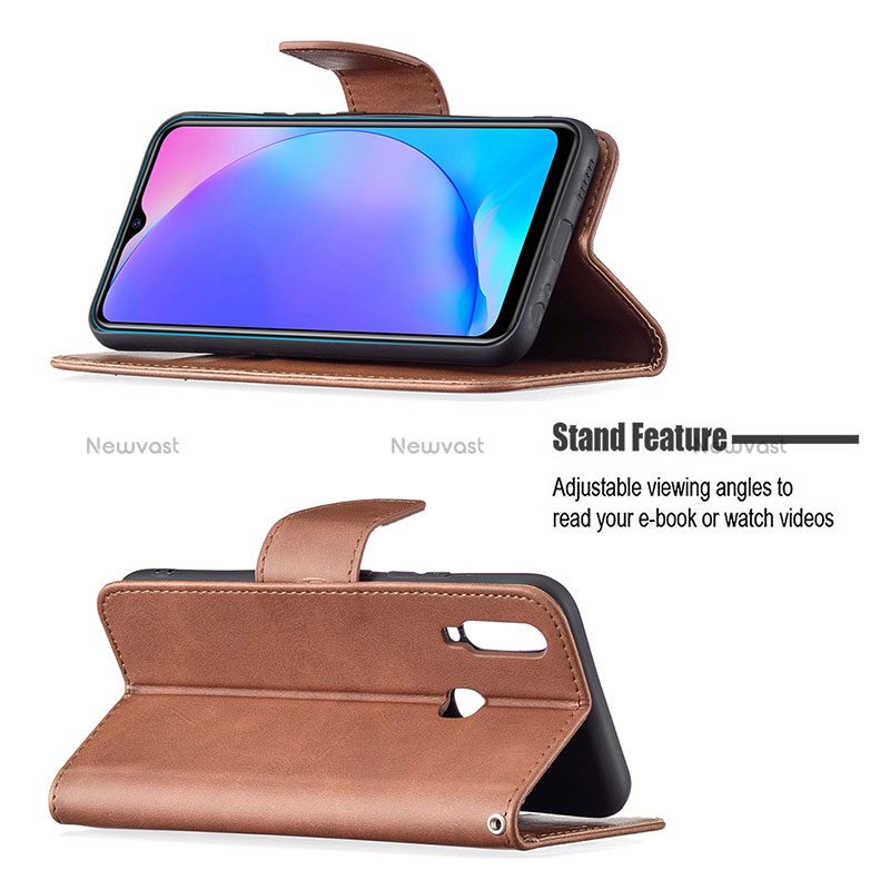 Leather Case Stands Flip Cover Holder B04F for Vivo Y11