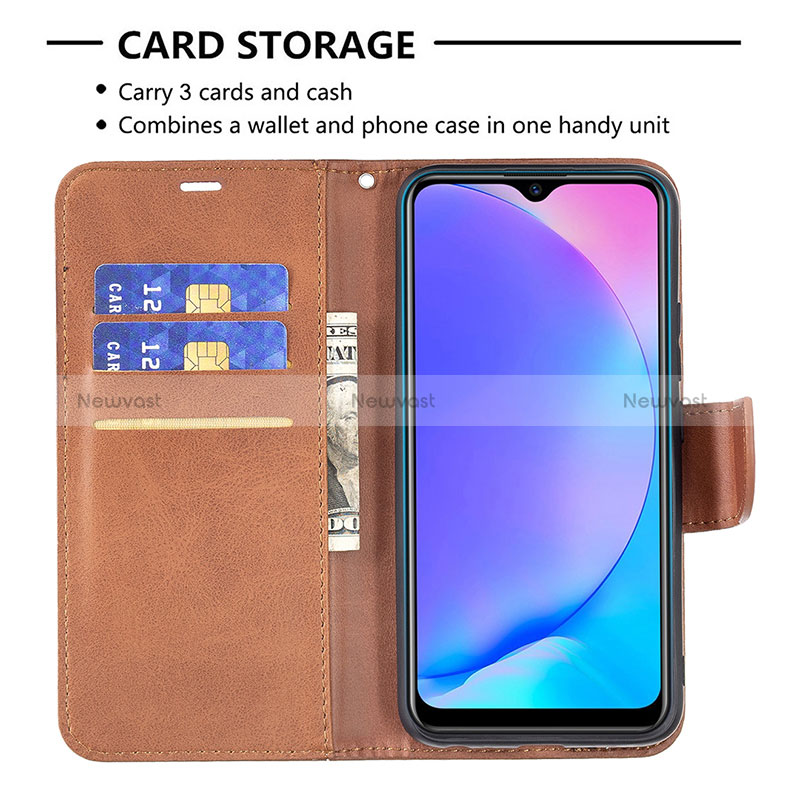 Leather Case Stands Flip Cover Holder B04F for Vivo Y11