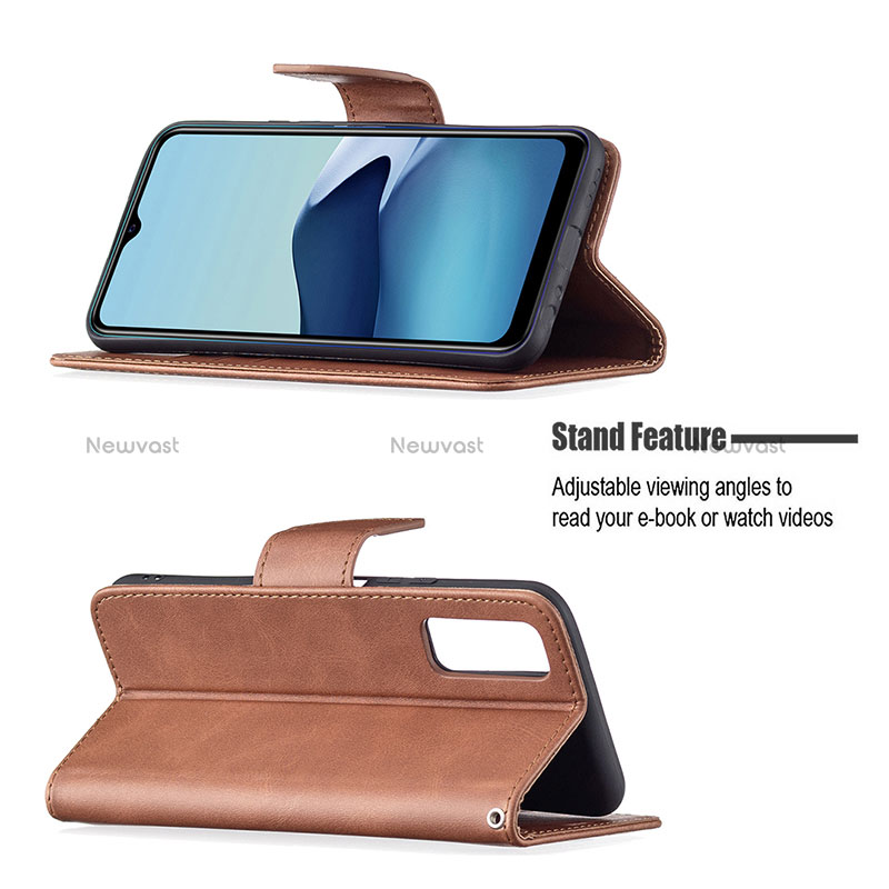 Leather Case Stands Flip Cover Holder B04F for Vivo Y12A