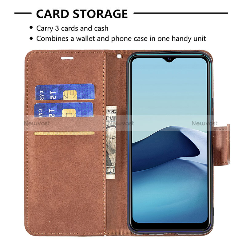 Leather Case Stands Flip Cover Holder B04F for Vivo Y12A