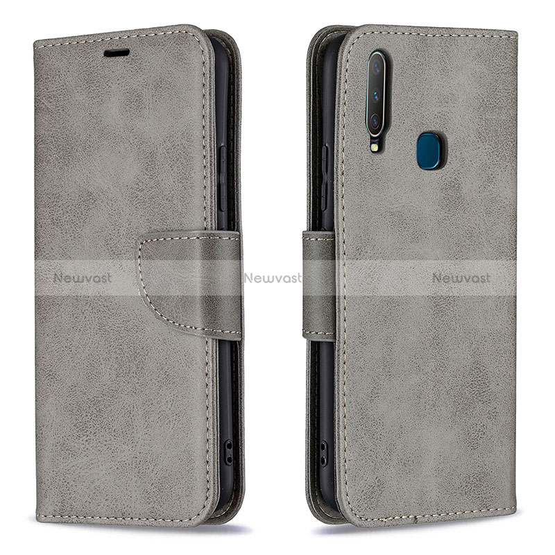 Leather Case Stands Flip Cover Holder B04F for Vivo Y15