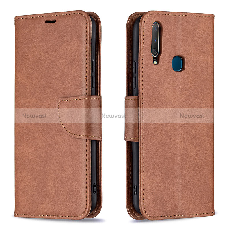 Leather Case Stands Flip Cover Holder B04F for Vivo Y15