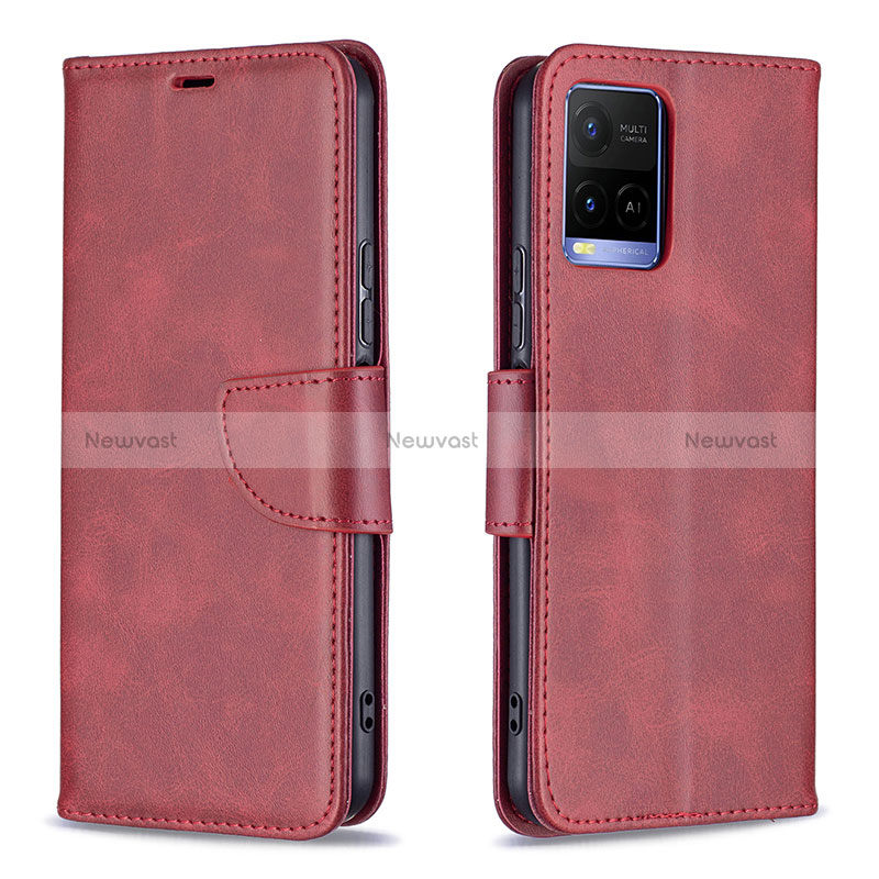 Leather Case Stands Flip Cover Holder B04F for Vivo Y21e