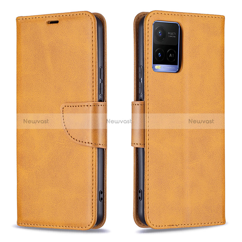 Leather Case Stands Flip Cover Holder B04F for Vivo Y21e