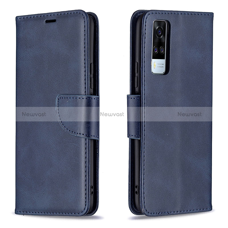 Leather Case Stands Flip Cover Holder B04F for Vivo Y51A Blue