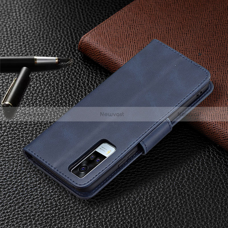 Leather Case Stands Flip Cover Holder B04F for Vivo Y53s NFC