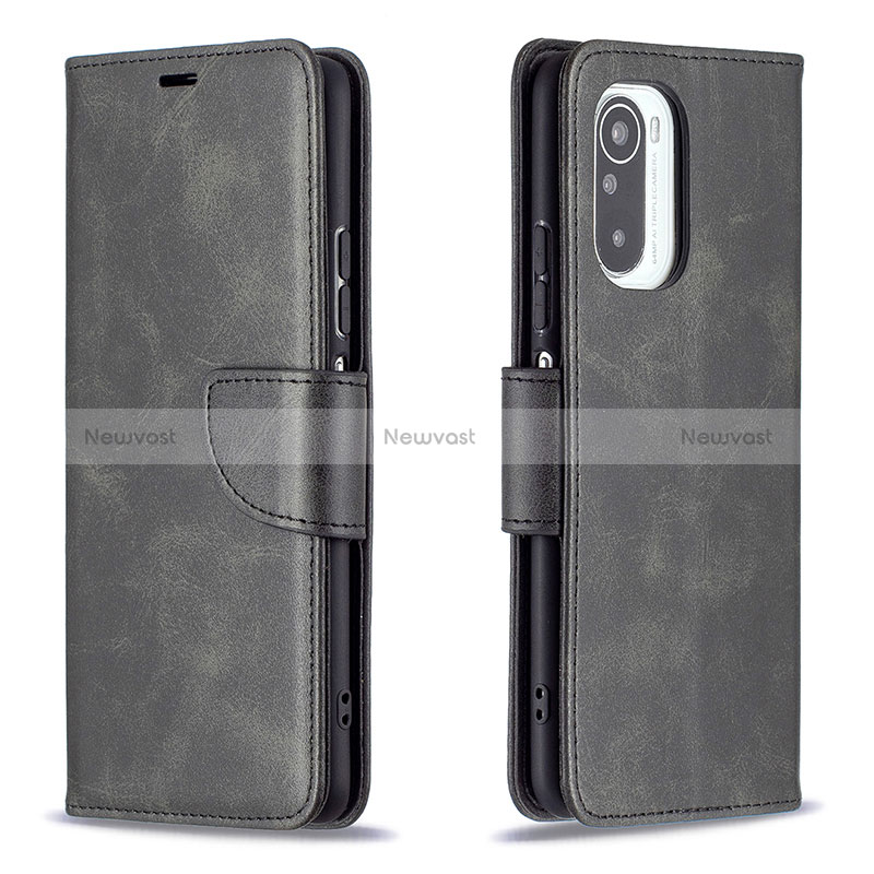 Leather Case Stands Flip Cover Holder B04F for Xiaomi Mi 11i 5G Black