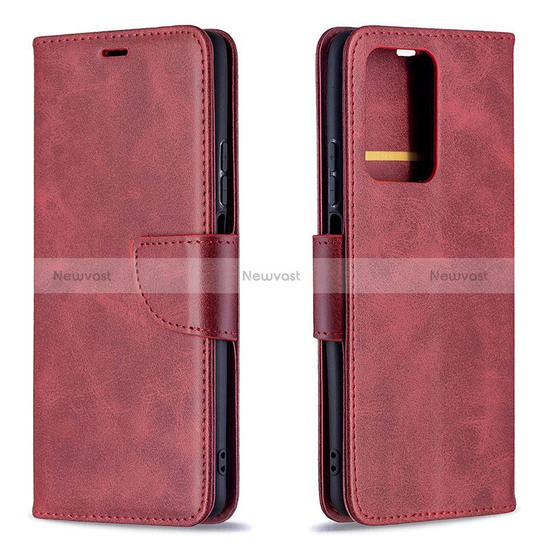 Leather Case Stands Flip Cover Holder B04F for Xiaomi Mi 11T Pro 5G Red