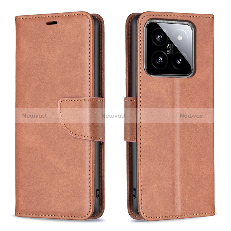 Leather Case Stands Flip Cover Holder B04F for Xiaomi Mi 14 Pro 5G