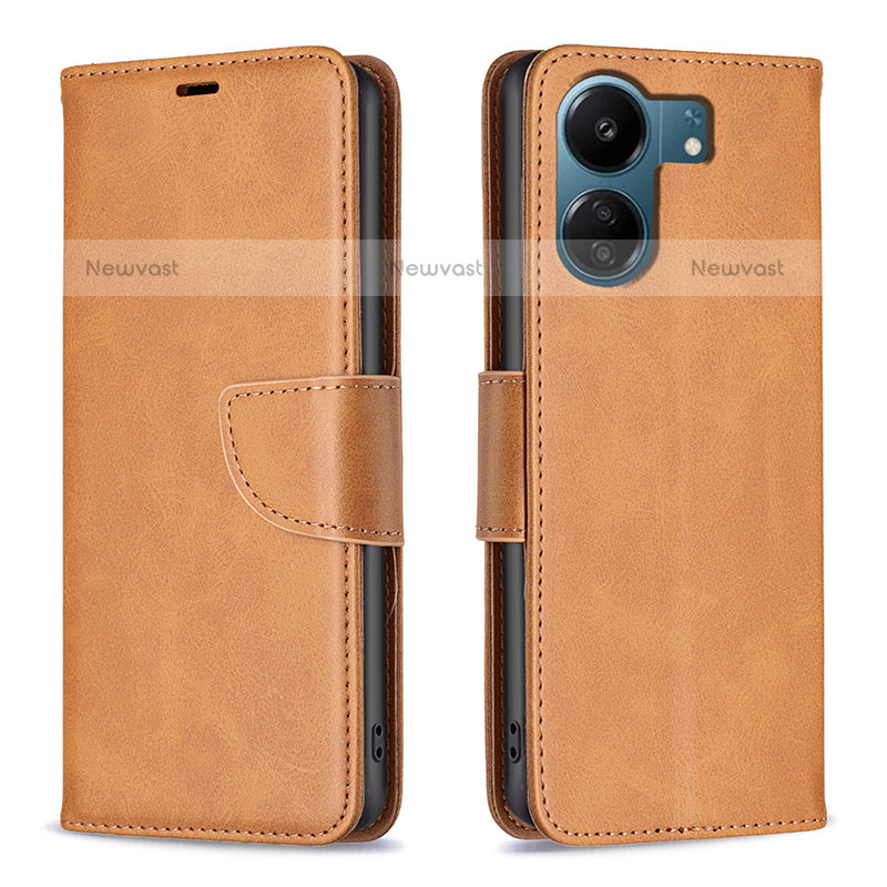 Leather Case Stands Flip Cover Holder B04F for Xiaomi Poco C65