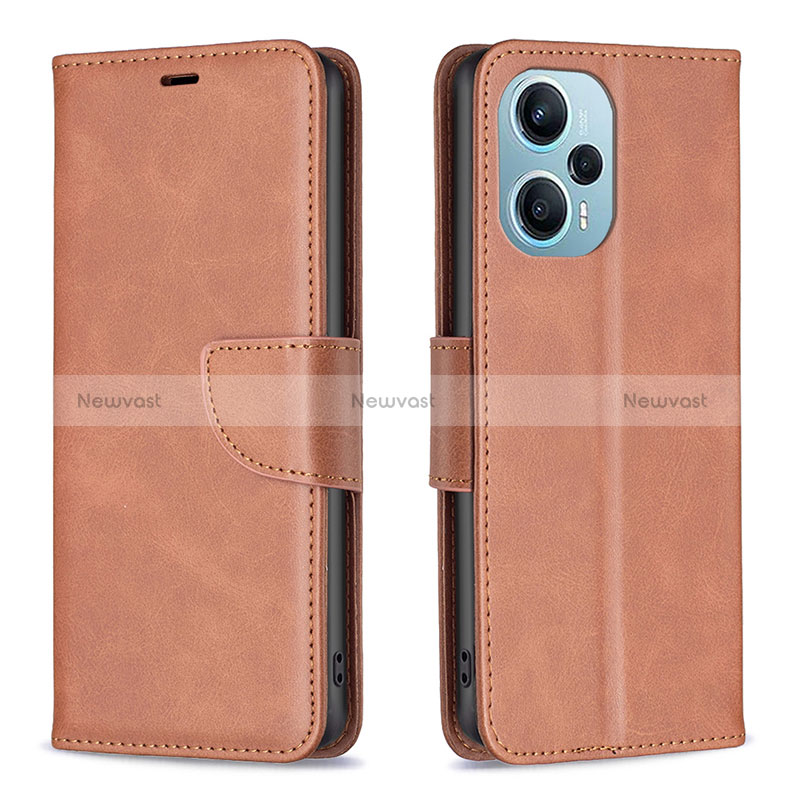 Leather Case Stands Flip Cover Holder B04F for Xiaomi Poco F5 5G