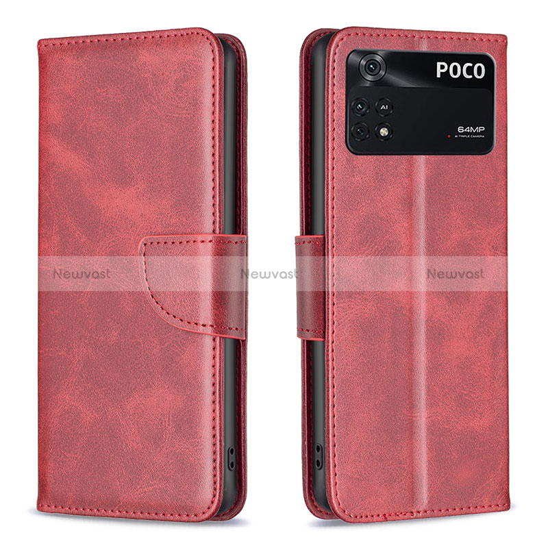 Leather Case Stands Flip Cover Holder B04F for Xiaomi Poco M4 Pro 4G