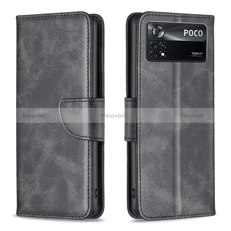 Leather Case Stands Flip Cover Holder B04F for Xiaomi Poco X4 Pro 5G