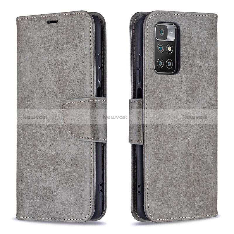 Leather Case Stands Flip Cover Holder B04F for Xiaomi Redmi 10 4G