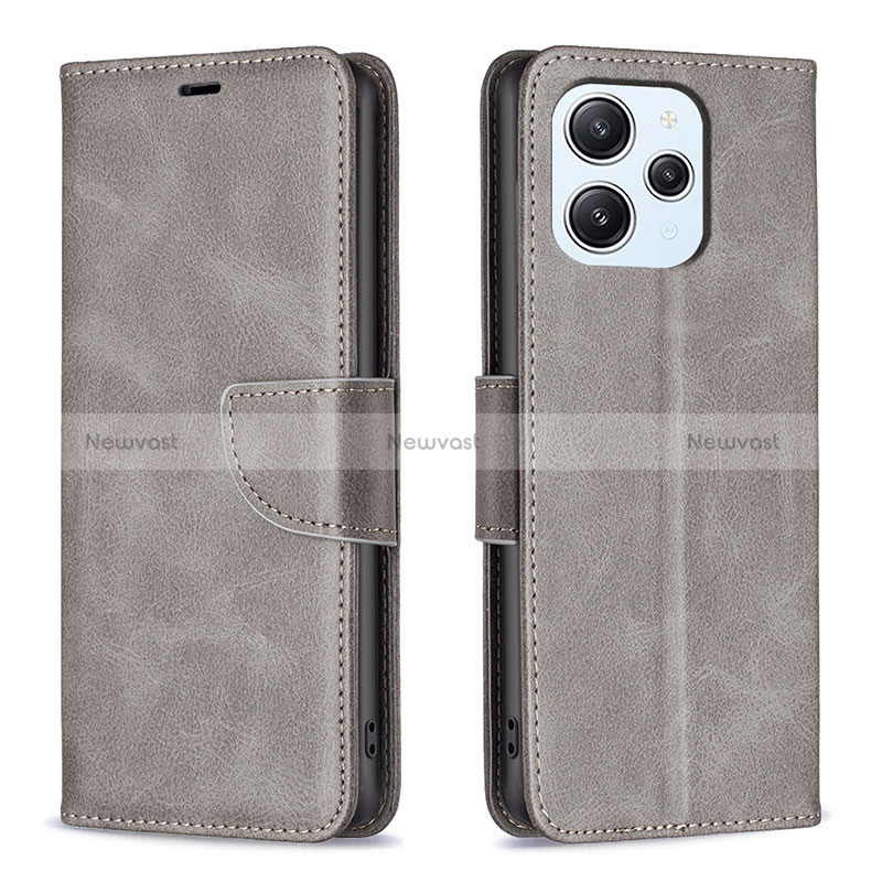 Leather Case Stands Flip Cover Holder B04F for Xiaomi Redmi 12 4G