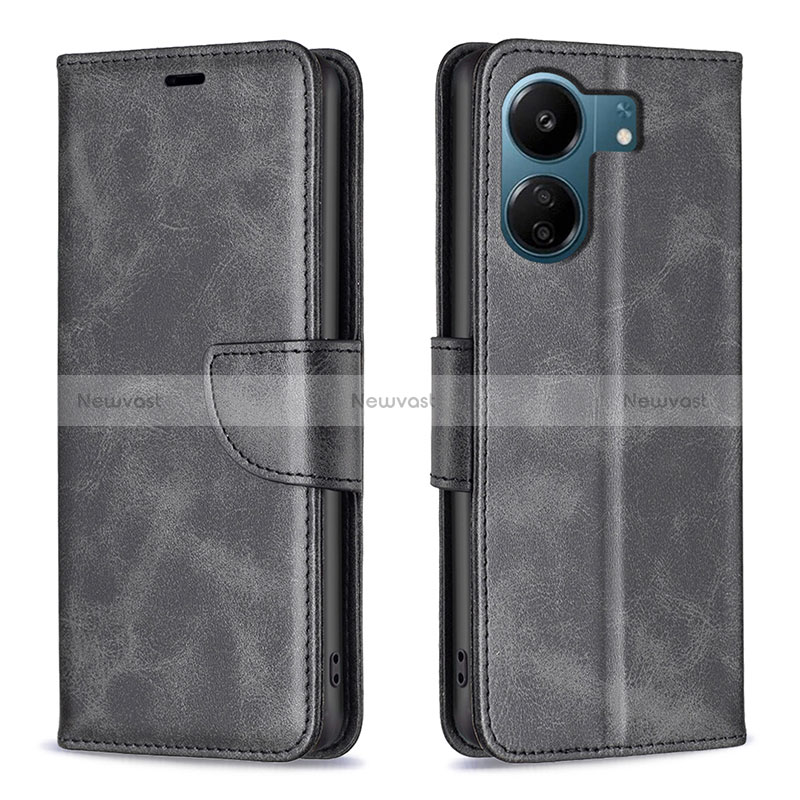 Leather Case Stands Flip Cover Holder B04F for Xiaomi Redmi 13C