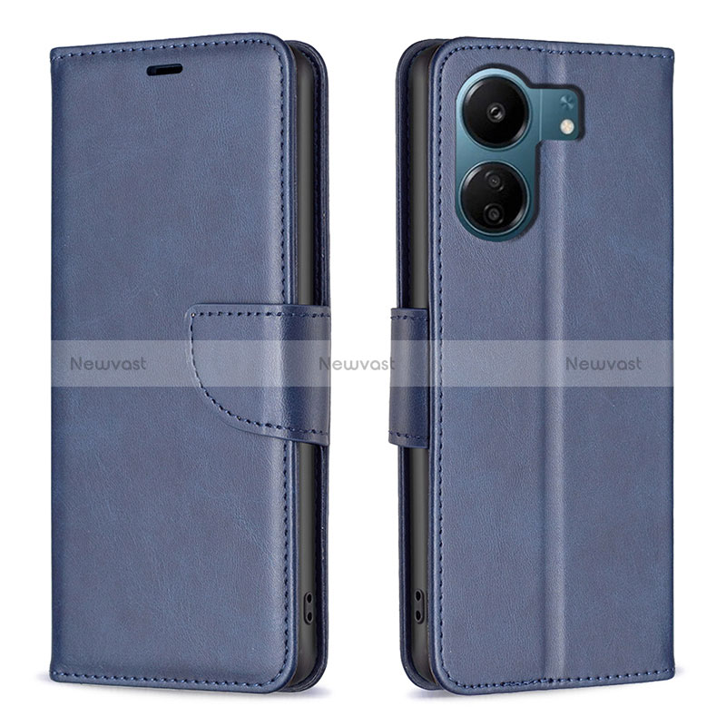 Leather Case Stands Flip Cover Holder B04F for Xiaomi Redmi 13C