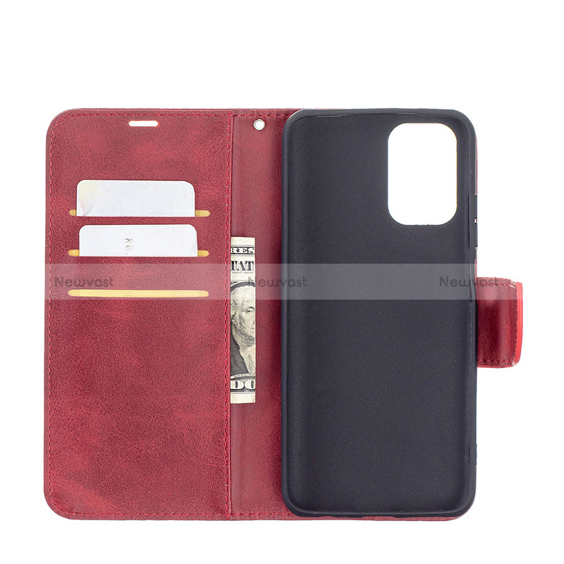 Leather Case Stands Flip Cover Holder B04F for Xiaomi Redmi Note 10 4G