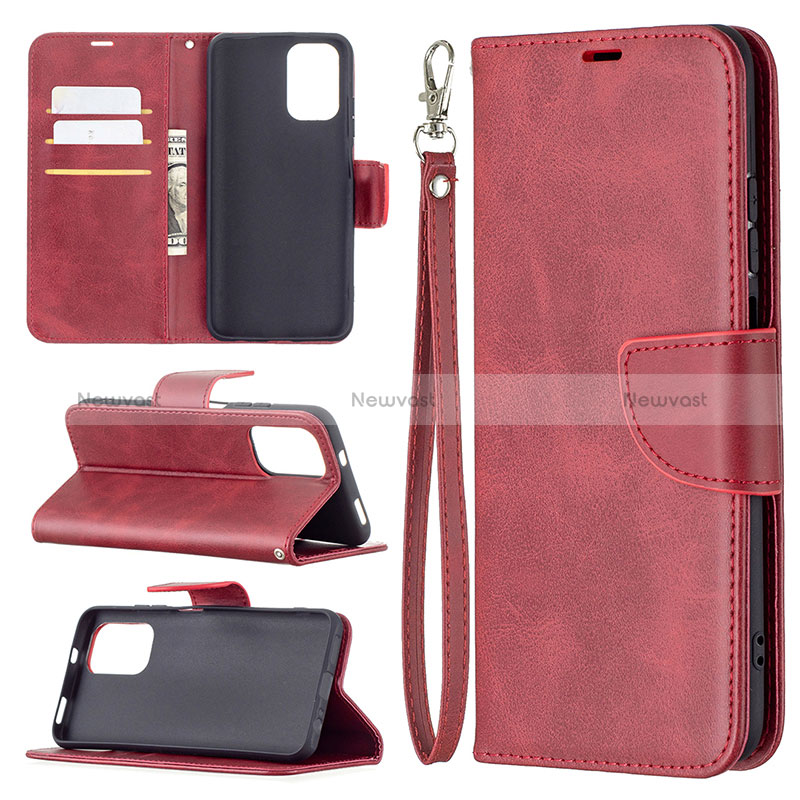 Leather Case Stands Flip Cover Holder B04F for Xiaomi Redmi Note 10 4G