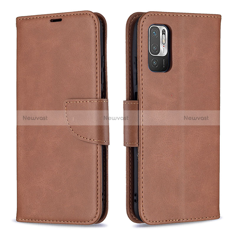 Leather Case Stands Flip Cover Holder B04F for Xiaomi Redmi Note 10T 5G