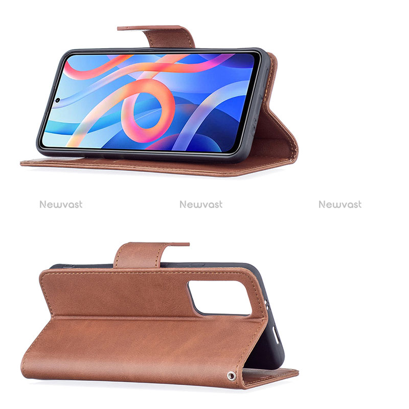 Leather Case Stands Flip Cover Holder B04F for Xiaomi Redmi Note 11 5G