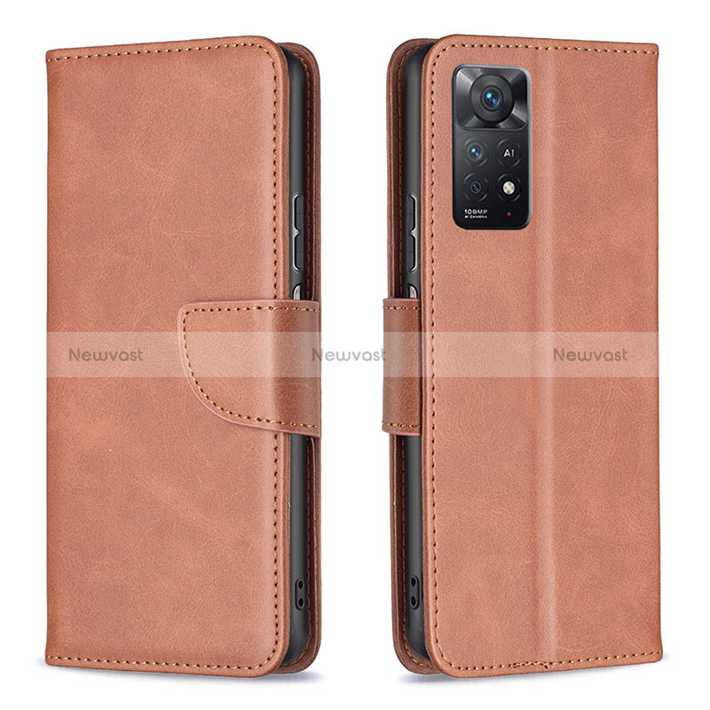 Leather Case Stands Flip Cover Holder B04F for Xiaomi Redmi Note 11 Pro 4G