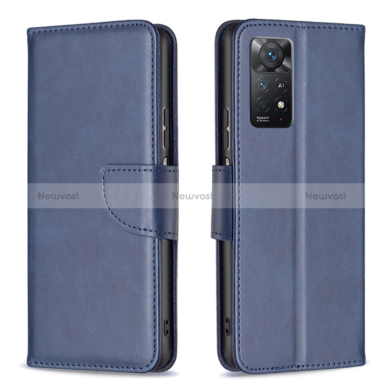 Leather Case Stands Flip Cover Holder B04F for Xiaomi Redmi Note 11 Pro 4G