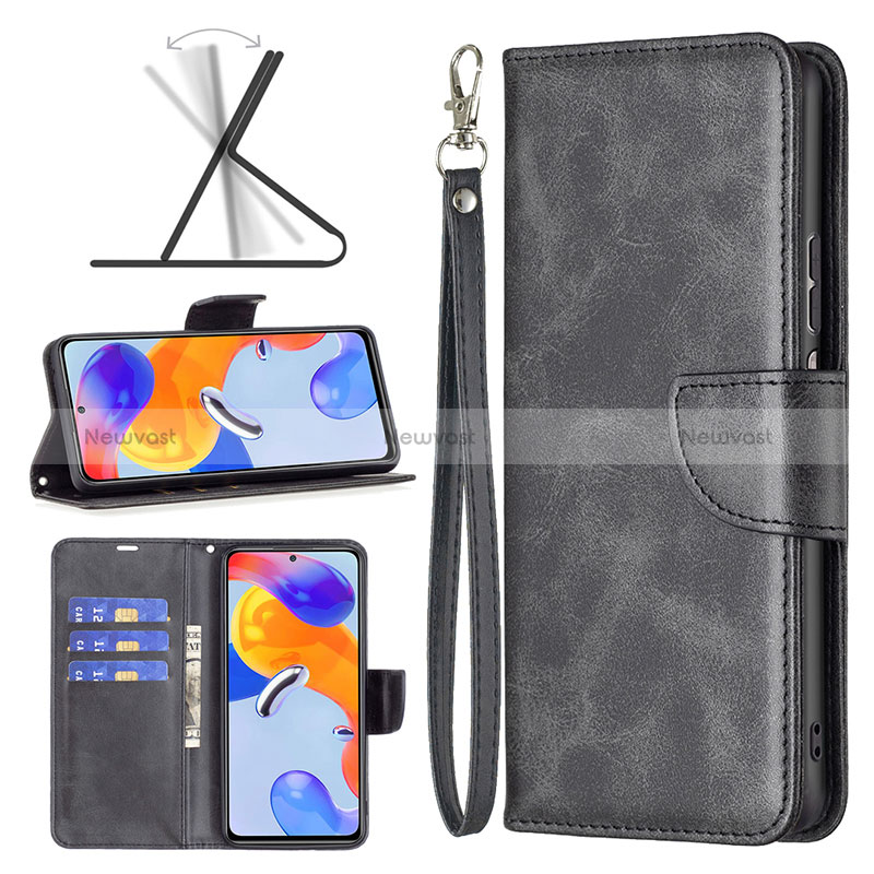 Leather Case Stands Flip Cover Holder B04F for Xiaomi Redmi Note 11 Pro 4G