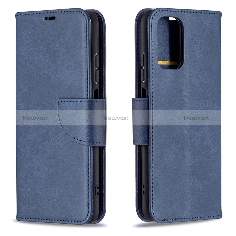 Leather Case Stands Flip Cover Holder B04F for Xiaomi Redmi Note 11 SE India 4G Blue