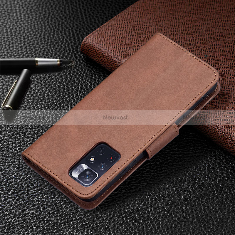 Leather Case Stands Flip Cover Holder B04F for Xiaomi Redmi Note 11S 5G