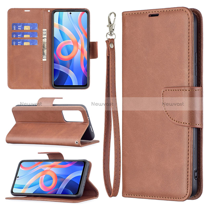 Leather Case Stands Flip Cover Holder B04F for Xiaomi Redmi Note 11S 5G