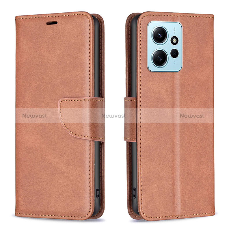 Leather Case Stands Flip Cover Holder B04F for Xiaomi Redmi Note 12 4G